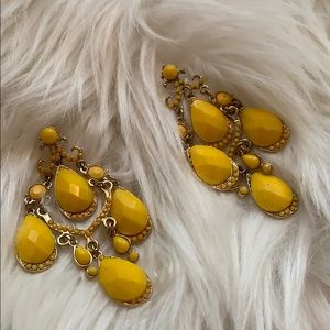 Yellow and Gold Chandelier Earrings.